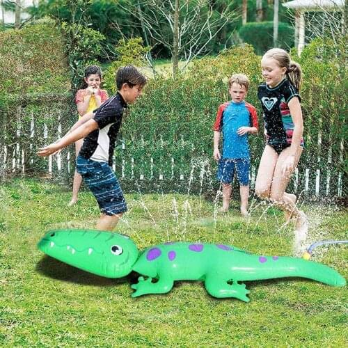 Water Sprinkler Toy Outdoor Summer Inflatable Crocodile Water Spray Sprinkle Toy for Kids Children Backyard Beach Swimming Pool