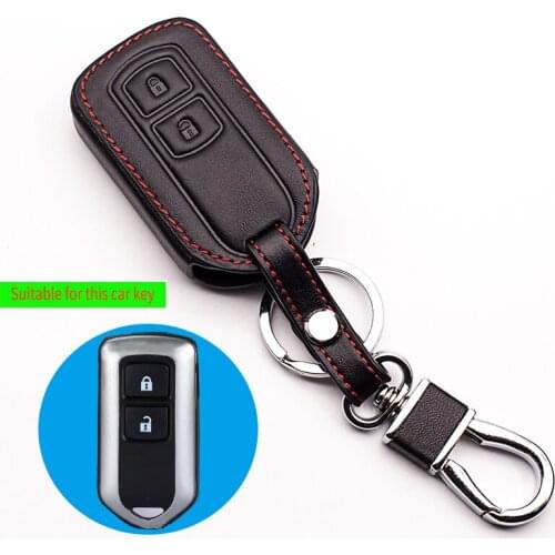 High quality Genuine leather car key case Skin Case Cover fob key for Toyota Vios Keychain 2 buttons protect shell starline a91