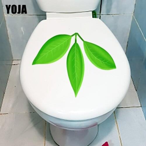 YOJA21.2X16.3CM Fresh Green Leaf Plant Toilet WC Decor Creative Cartoon Living Room Wall Sticker T1-1384