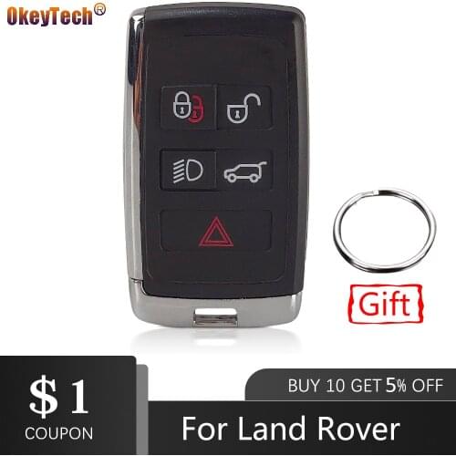 OkeyTech Replacement 5 Buttons Upgraded Remote Car Key Shell Case for Land Rover Range Rover Evoque LR2 F-Type XF