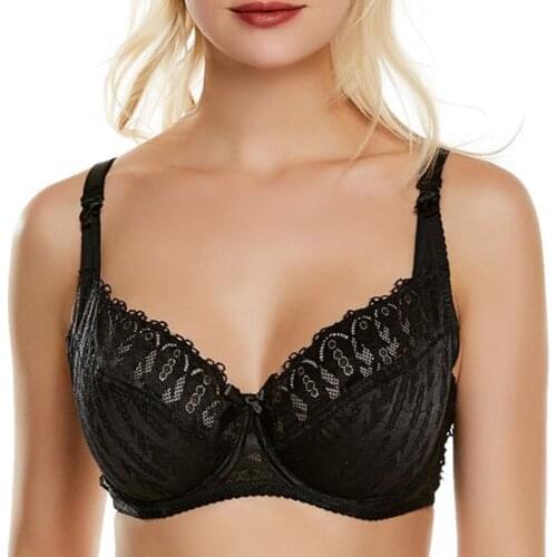Womens Plus Size Bra Delicate Lace Sexy Lingerie Unpadded Bras Underwired Underwear Tops 34-46 B C D Cup