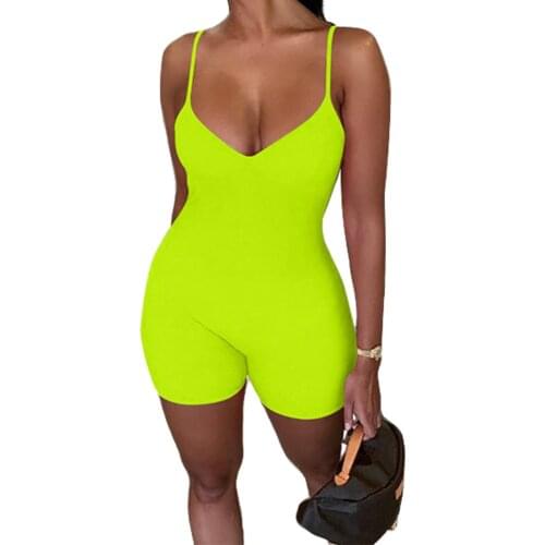 New Lady Playsuit Summer Sexy Women Sleeveless V-neck Jumpsuit Ladies Solid Color Jumpsuit Womens Clothing
