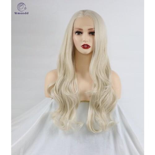 Wmandd 26 Inches Loose Wave Synthetic Lace Front Wigs Light Blonde With Natural Hairline For Women Daily High Temperture Fiber