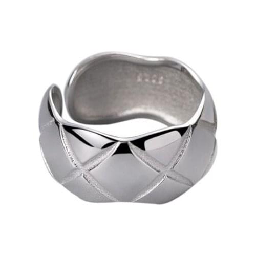Season Gate Sterling Silver Fashion Personality ins Cross Grain Adjustable Size Open Ring SR071