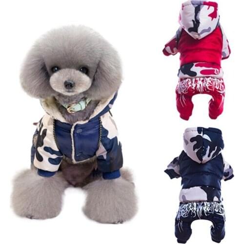 Winter Warm Four Feet Dog Clothes For Puppy Pet Dog Coats Waterproof Hooded Dog Jacket Jumpsuits Chihuahua Clothing Overall