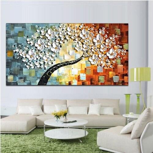 100% Hand painted oil painting Home Decor High Quality Modern Art knife painting flower pictures gift DM1901886