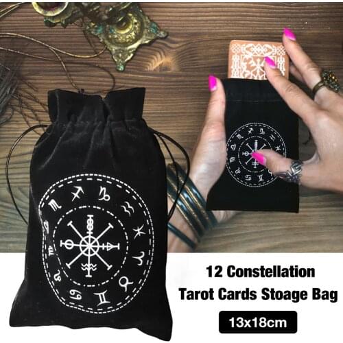 13x18CM Velvet Bag 12 Constellation Tarot Card Storage Bag Board Game Card Mini Drawstring Package Board Game Tarot Storage B