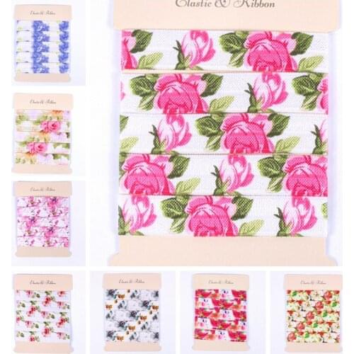 5/8"16mm heat transfer printed floral flower FOE fold over elastic ribbon 100yards welcome custom printed