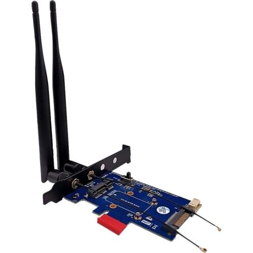 2 Antenna Mini PCI-E PCI Express to PCI-E 1X Adapter with SIM Card Slot for WiFi and 3G/4G/LTE Card