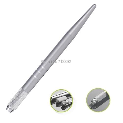 2pcs Stainless Manual Makeup Pen For Eyebrow LIps Tattoo Permanent Makeup Tattoo Pen with 2Pcs PCD blade