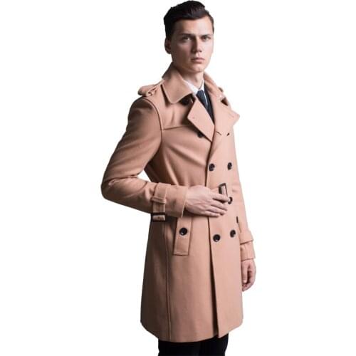 2021 New Autumn High Fashion Trend Street Mens Wool Blend Trench Coat Casual Long Outerwear Men Loose Clothing Plus Size S-6xl