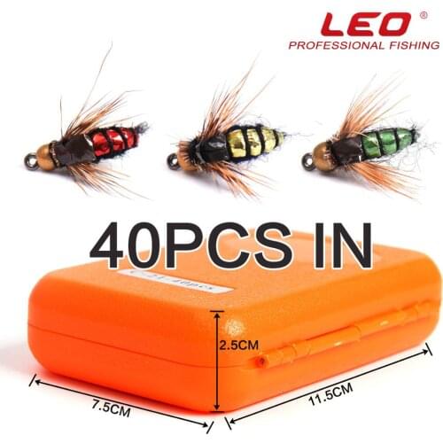 40pcs Fly fishing Lure Hooks And box Bee Insects Style Salmon Flies Trout Single Dry Fly Fishing Lakes Fishing Tackle