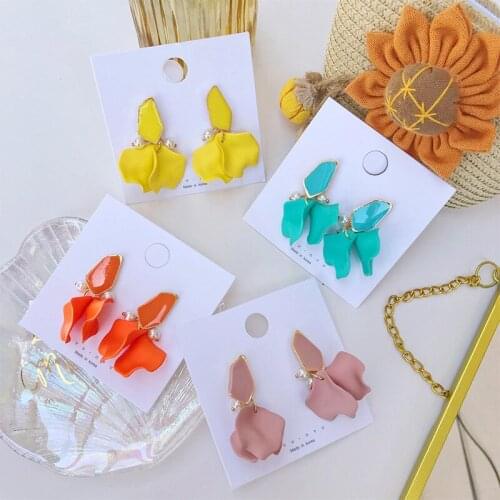 Korean Design Fashion Jewelry Big Flower Stud Earrings For Women Summer Style Party Wedding Exaggerated Colors Earrings gift