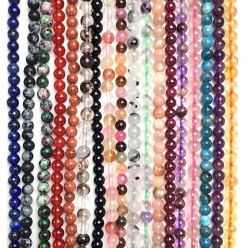 Natural Stone Beads Pink crystal tourmaline sun stone amethyst Beads for Needlework Jewelry Making DIY Bracelet Accessories