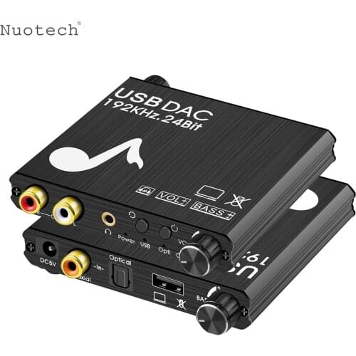Nuotech 192KHz Digital To Analog Audio DAC Converter Supports USB Card Volume and Bass Adjustment Sound Decoder