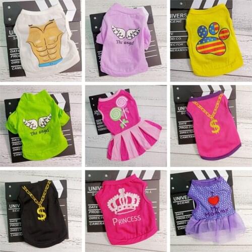 Cheap On Sale Stock Clothes For Small Dogs Cats Puppy Animal Summer Cooling Breathable Pet Vest Dresses Shirt Clearance Supplies