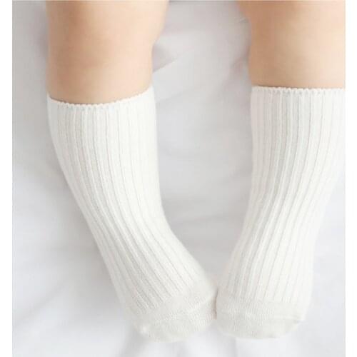 0-4Y Kids Baby Knit Ribbed Socks Solid Color Ankle Length Short Socks Autumn Winter Non Slip Casual Ankle Socks