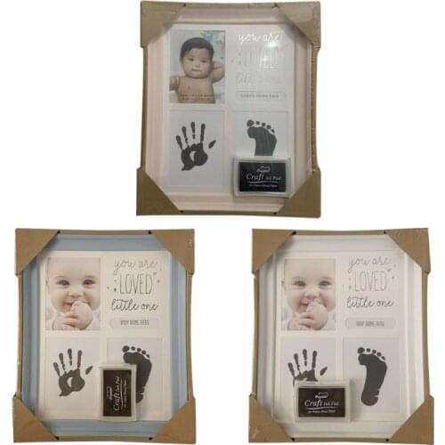 Baby Kids Birthday Gift Newborn Hand Foot Print Ornaments 12 Months Photo Frame First Year Baby Girl Picture Frame