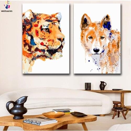 DIY colorings pictures by numbers with colors Watercolor zodiac animals picture drawing painting by numbers framed Home