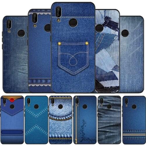 Jeans Style Blue Denim black Silicone soft Phone Case for huawei P40 P30 P20 P10 Pro P9 Lite Psmart 2019 Y6 Y9 cover