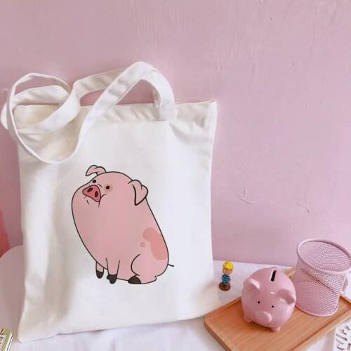 Purse A Cute Pig Cartoon Shoulder Canvas Bags Harajuku Large Capacity Messenger Bag Casual Shopping Bag Handbag Cute Women Bag