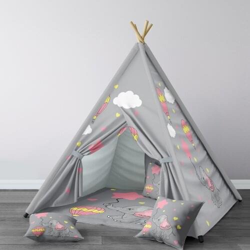 Play Tent for Kids Wigwam Portable Indoor Playground Tents Children Bedrooms Elephant Balloon Gray Model 121