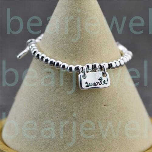 Spanish Design High Quality 18CM Silver Bead Lock Charm Bracelet European Jewelry for Women Gifts