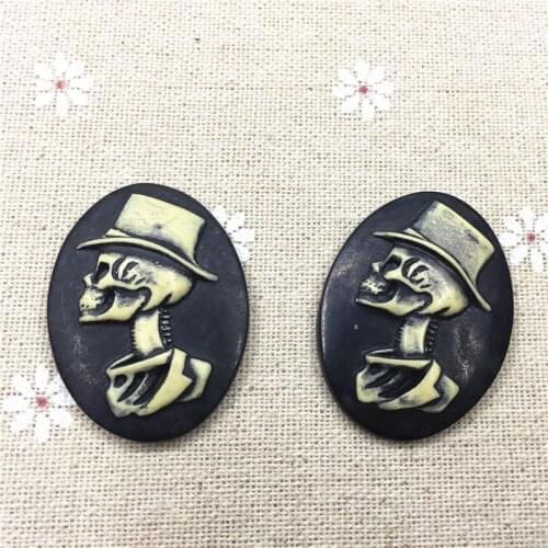 Free shipping!resin cameo.resin Skull Man Cameo.Resin Flatback Cabochon for Necklace Pendant/Jewelry.30*40,wind series of terror