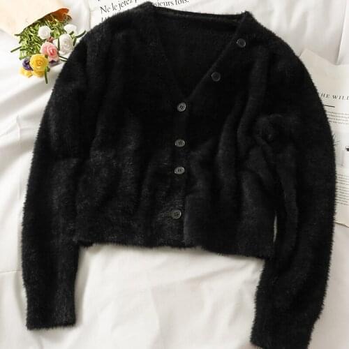 Winter Women Knitted Cardigans Women Fashion French Sweater Jumpers Plus Size Button Up Velvet Cardigans For Women Cloth