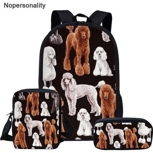 Nopersonlity Cute Poodle Dog Print School Bag Sets for Teen Girls Boys 3pcs/set Children Schoolbags Elementary Kids Bookbags