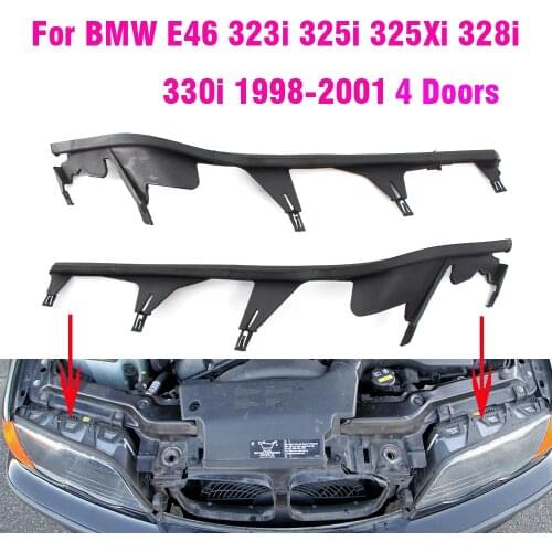 Car Front Upper Headlight Cover Strip Set Trims Headlight Sealing Strip Gasket For BMW E46 4 Door 323i 325i 328i 330i 1998-2001