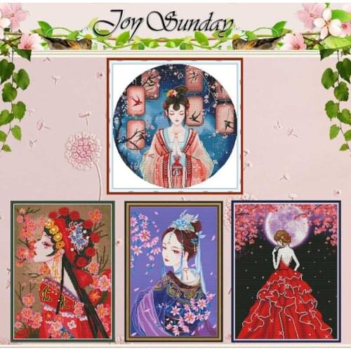 Tang Costume Beauty Pattern Counted 11CT 14CT Printed Cross Stitch Sets Chinese Handmade Cross-stitch Kits Embroidery Needlework