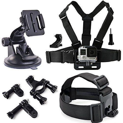 Chest Belt Strap Mount + Head Strap Mount + Suction Cup Mount + Handlebar or Sea