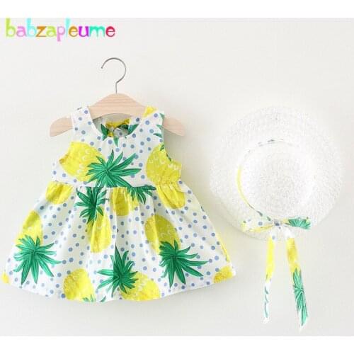 2Piece Infant Girls Summer Clothes Cute Style Flowers Dresses Newborn Dress+Hats 1st Birthday Outfit Kids Clothing Sets BC1410-1