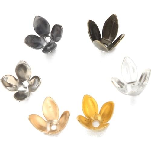100pcs/lot 6mm Metal Bead Caps Gold Plated Flower Loose Sparer Beads Bulk Apart For Jewelry Making Bracelet Findings Supplies