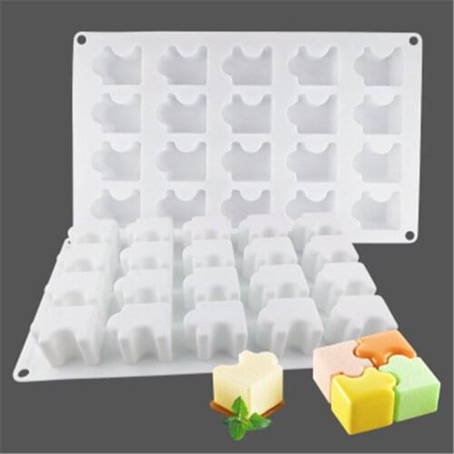 20 Holes Mini Jigsaw Chocolate Biscuit Mould Nonstick Puzzle Piece Cake DIY Candy Craft Bakeware Ice Cube Tray Cake Decoration