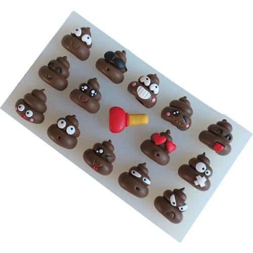 Cartoon cute little poo fandont silicone birthday cake decoration chocolate jelly mold