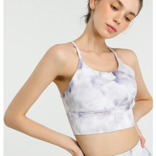 Backless Tie Dye Buttery Soft Dance Yoga Sports Bras Tops Women Naked-feel Padded Training Workout Gym Crop Tops Brassiere S-XL