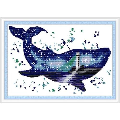 The world of whale cross stitch kit DMC 14ct white cloth 11ct printed cloth embroidery sewing set DIY handmade needlework crafts