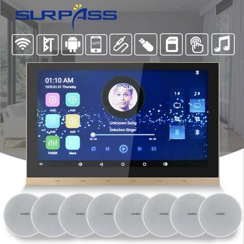 10" Touch Screen Bluetooth WiFi Wall Amplifier Android HiFi Stereo Bass Speaker Music Home Theater System Kit Mobile APP Control