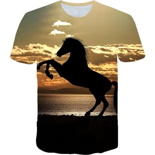 2021 Summer Brand New Children Animal T-shirt 3D Printed Horse Pattern Boys/girls Tshirt Kids Short Sleeve T-shirts Clothings