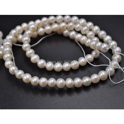 Wholesale real pearl AA++ 6-6.5mm near round white freshwater pearl