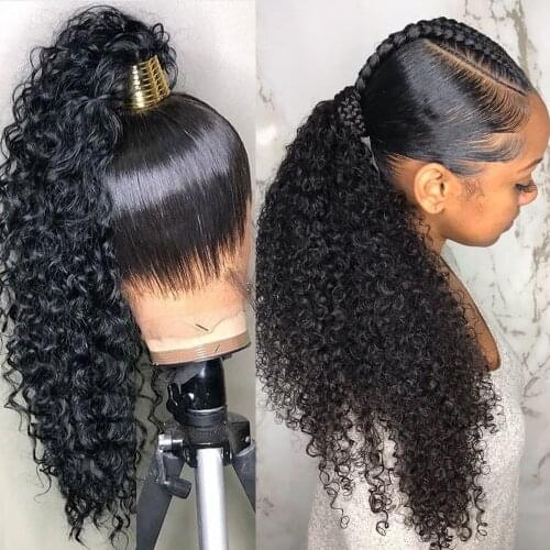 Deep Wave Full Lace Human Hair Wigs Brazilian Remy Hair Curly 360 Lace Frontal Wigs For Black Women 150 Density Lace Front Wig