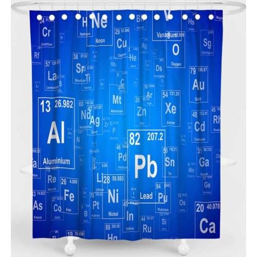Periodic Table Blue Shower Curtains 180x200cm Waterproof Polyester Custom Bath Curtain with Hooks for Bathroom Decor Screen