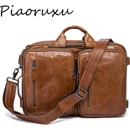 PIAORUXU Men's Leather Briefcases