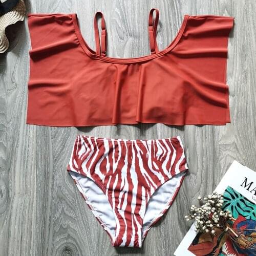 Off Shoulder Girl Swimsuit Kids High Waist Girl Bikini Set 5-12 Years Two Piece Childrens Swimwear Girls Bathing Suit Beachwear