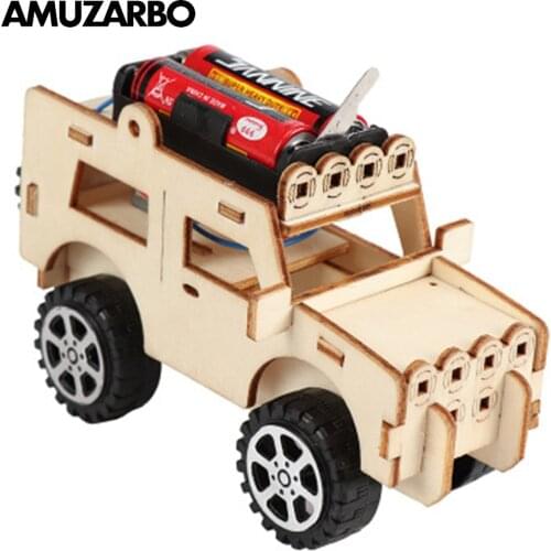 New Electric Jeep Assembly Model Creative DIY Technology Handmade Material Childrens Educational Toys Physics Teaching Aids