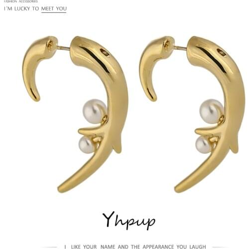Yhpup Minimalist Imitation Pearls Stud Earrings Jewelry for Women Statement Earrings Accessories Orecchini Donna Gift 2021
