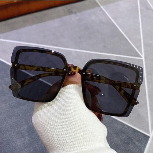 Vintage Oversize Square Sunglasses Luxury Brand Black Leopard Big Frame Sun Glasses Female Shades Coulos