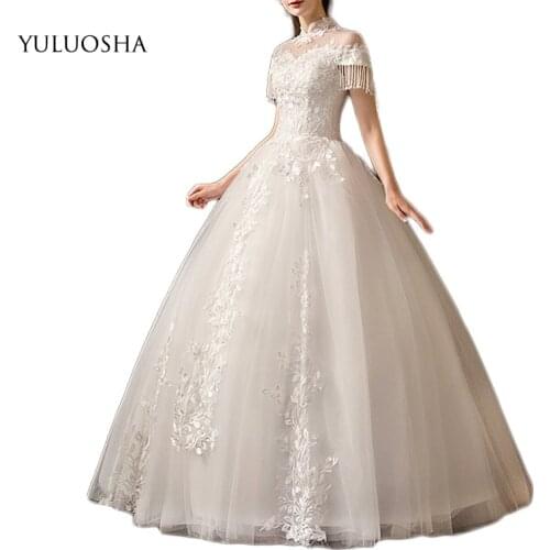 YULUOSHA Wedding Dress 2020 Lace Floor-Length Wedding Gown Lace Up Bridal Gown Vestido De Novia Liza Gown Little Bride Dresses